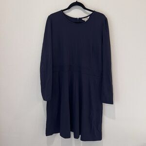 Boden Midi Dress Size 16-18R Navy Blue Jersey Long Sleeve Casual Classic NWT